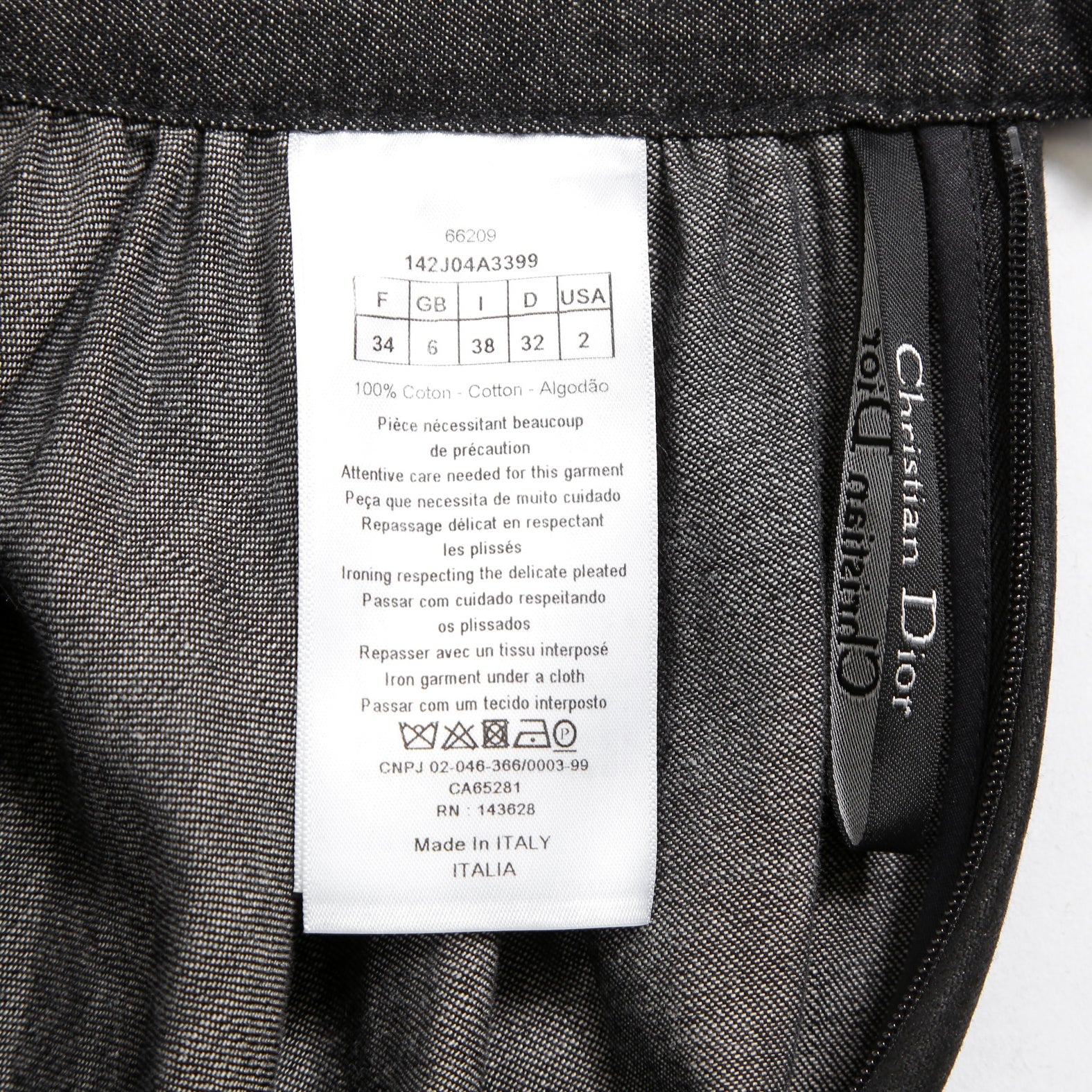 Christian Dior ディオール / 21年 コーティング デニム プリーツ ミディスカート / ボトムス / 142J04A3399 / size 38 (BLACK)