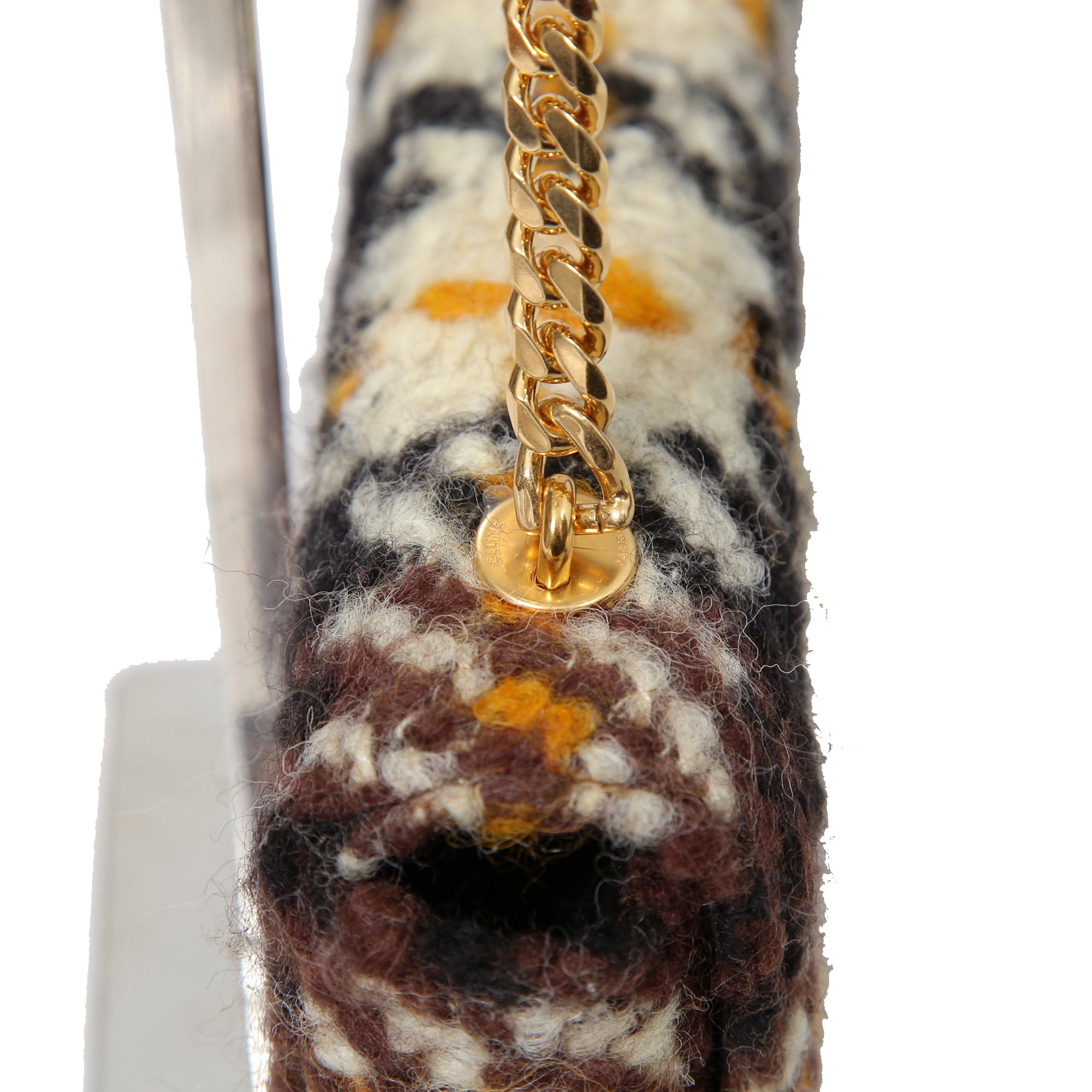 希少 CELINE セリーヌ / 2022秋冬モデル 美品 トリオンフ チェーン ショルダーバッグ / ウール 素材