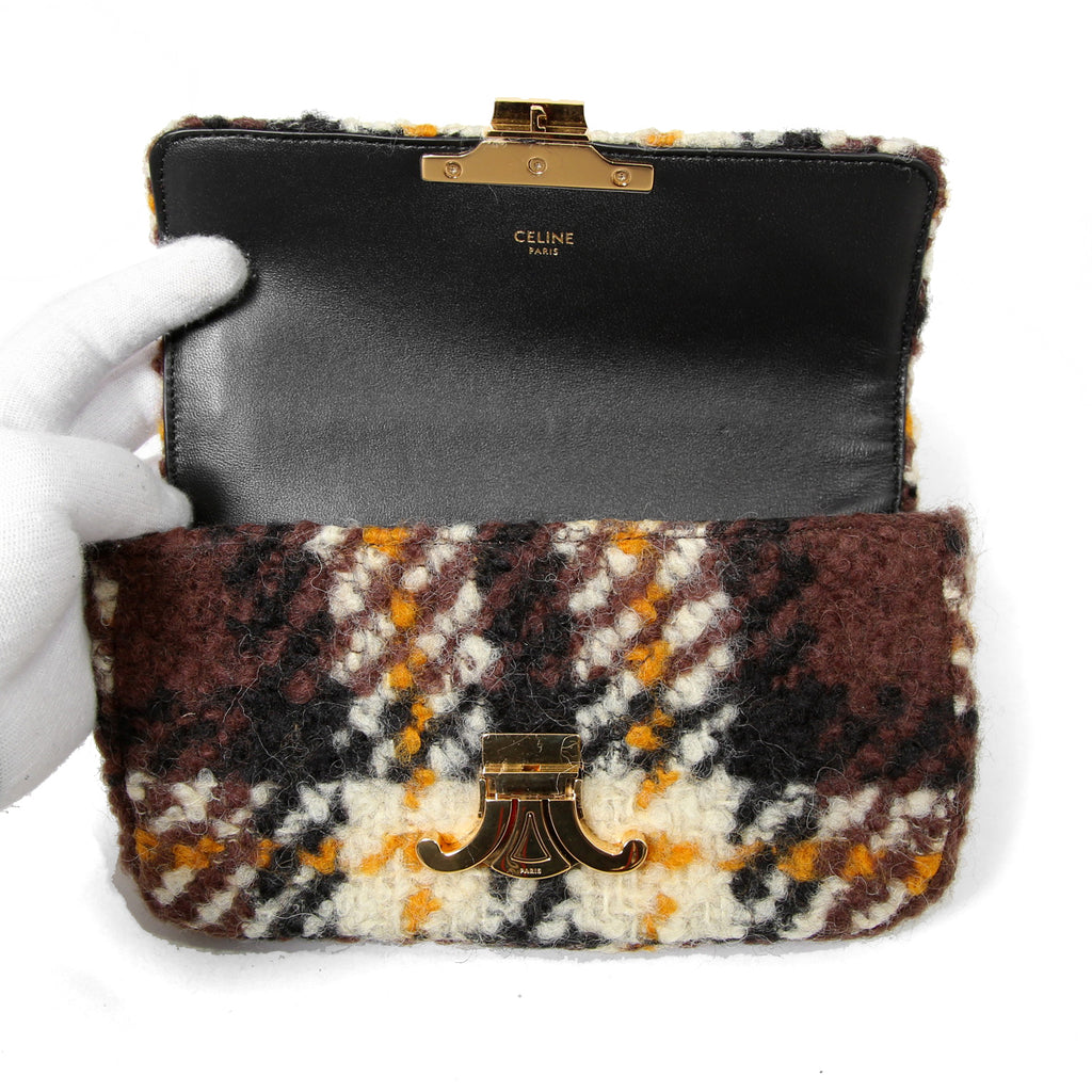 希少 CELINE セリーヌ / 2022秋冬モデル 美品 トリオンフ チェーン ショルダーバッグ / ウール 素材