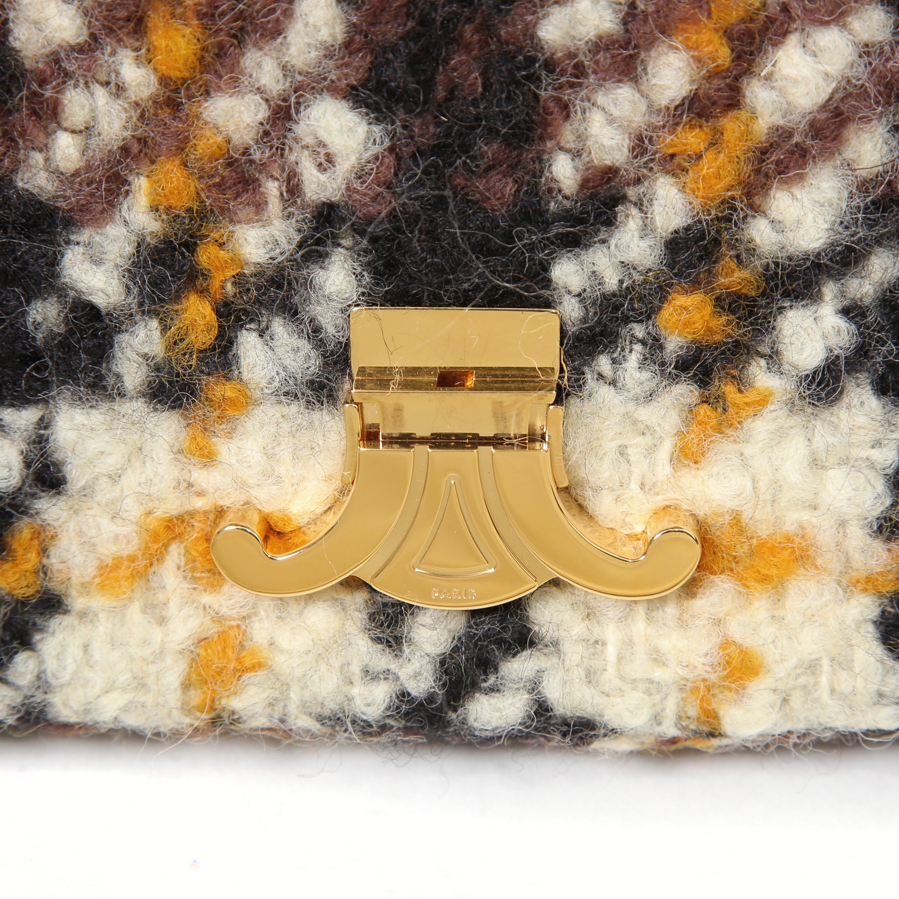 希少 CELINE セリーヌ / 2022秋冬モデル 美品 トリオンフ チェーン ショルダーバッグ / ウール 素材