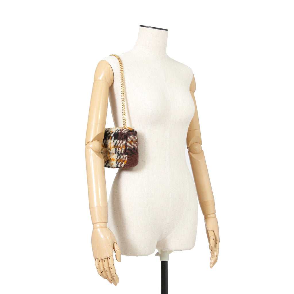 希少 CELINE セリーヌ / 2022秋冬モデル 美品 トリオンフ チェーン ショルダーバッグ / ウール 素材