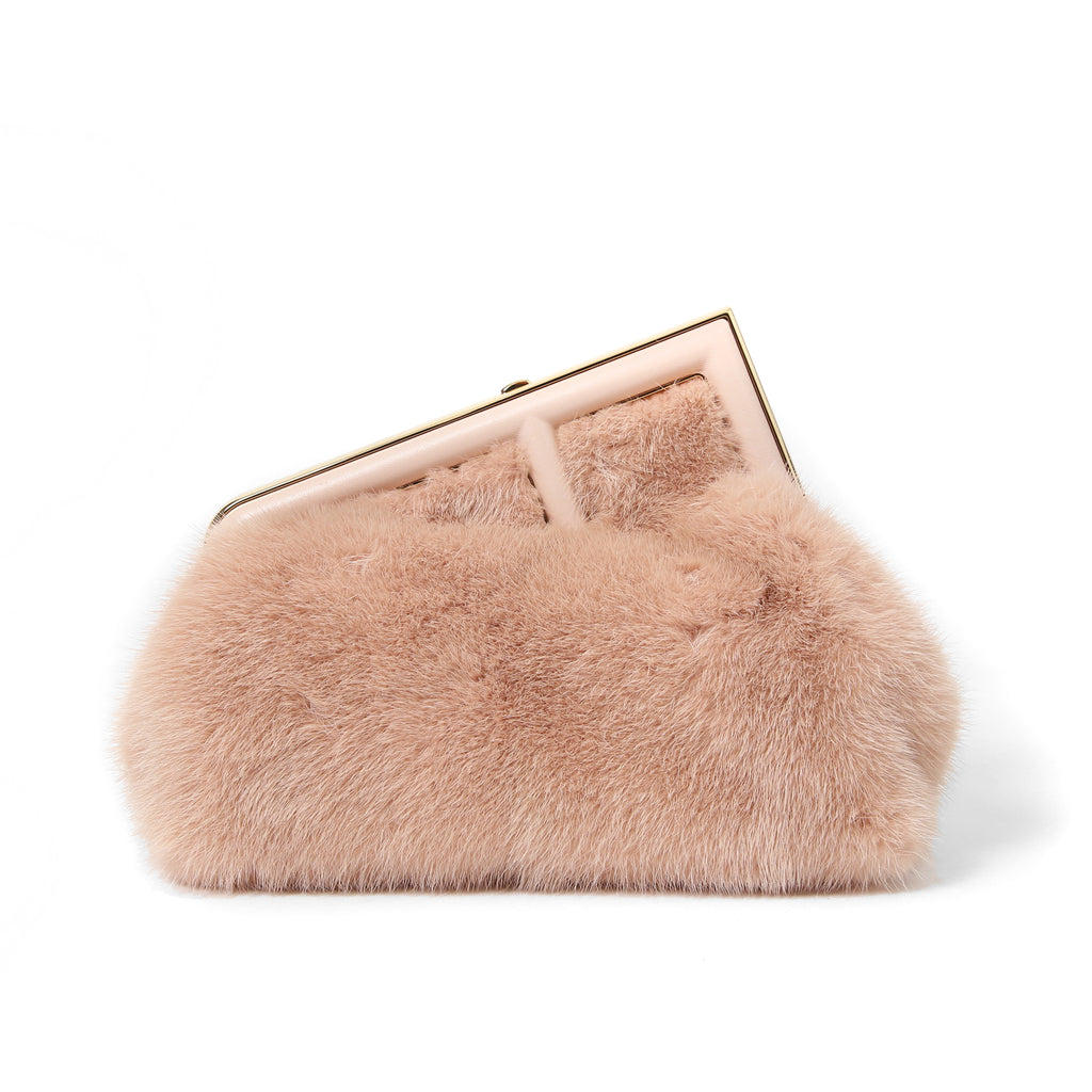 FENDI フェンディ / 2021年モデル 美品 ファースト スモール バッグ / シープ ムートン / PINK