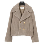 CELINE セリーヌ / 2023AW 美品 CASHMERE CABAN CROPPED FOURRURE / カシミア シルク / シアリング クロップド ファーコート / エディ期 / 2M825426T.18TP / size 38 (グレージュ)