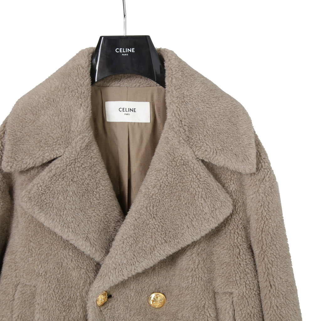 CELINE セリーヌ / 2023AW 美品 CASHMERE CABAN CROPPED FOURRURE / カシミア シルク / シアリング クロップド ファーコート / エディ期 / 2M825426T.18TP / size 38 (グレージュ)