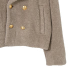 CELINE セリーヌ / 2023AW 美品 CASHMERE CABAN CROPPED FOURRURE / カシミア シルク / シアリング クロップド ファーコート / エディ期 / 2M825426T.18TP / size 38 (グレージュ)