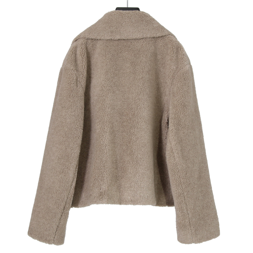 CELINE セリーヌ / 2023AW 美品 CASHMERE CABAN CROPPED FOURRURE / カシミア シルク / シアリング クロップド ファーコート / エディ期 / 2M825426T.18TP / size 38 (グレージュ)
