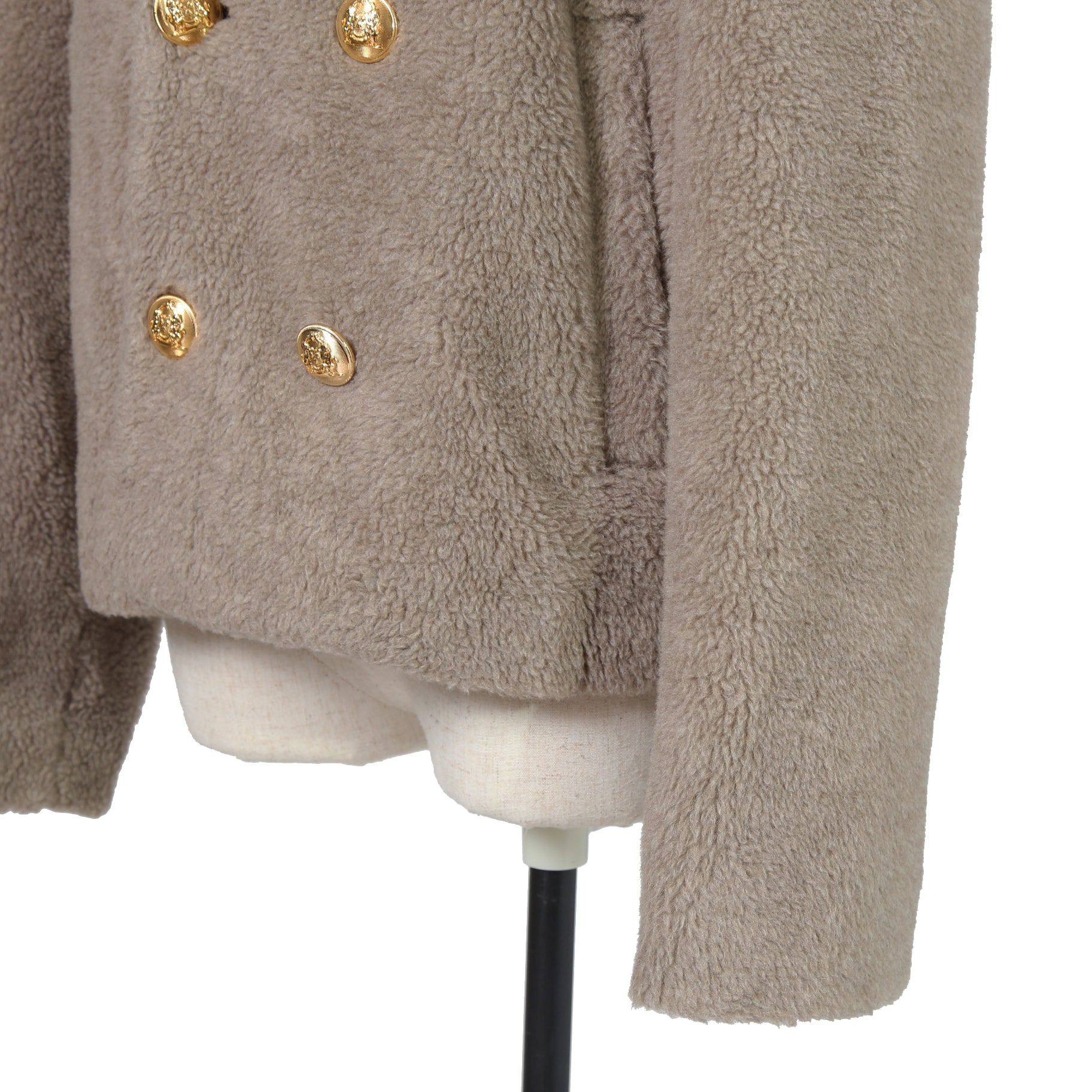 CELINE セリーヌ / 2023AW 美品 CASHMERE CABAN CROPPED FOURRURE / カシミア シルク / シアリング クロップド ファーコート / エディ期 / 2M825426T.18TP / size 38 (グレージュ)