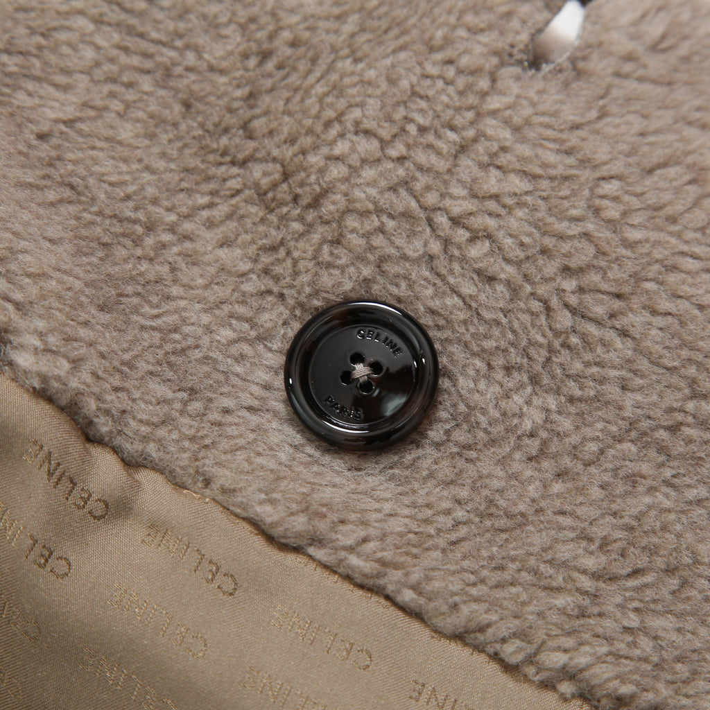 CELINE セリーヌ / 2023AW 美品 CASHMERE CABAN CROPPED FOURRURE / カシミア シルク / シアリング クロップド ファーコート / エディ期 / 2M825426T.18TP / size 38 (グレージュ)