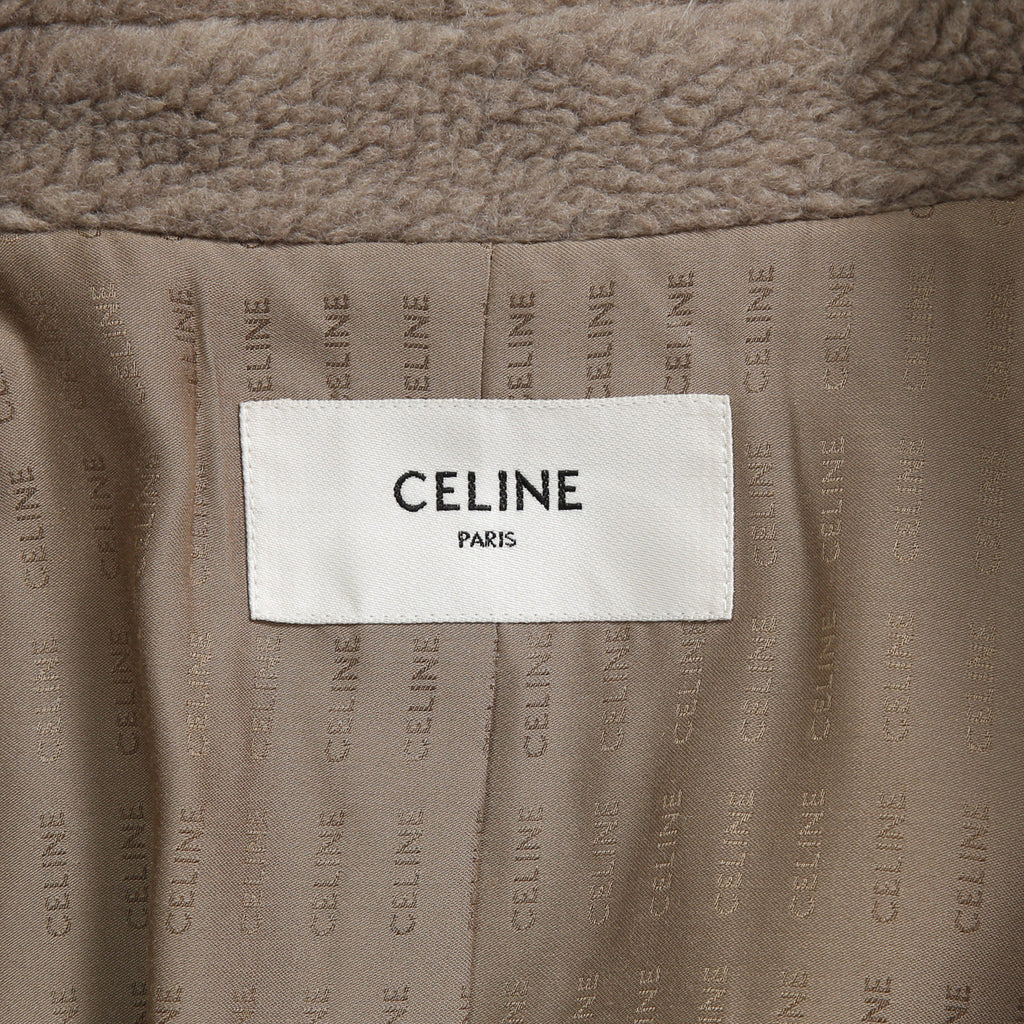 CELINE セリーヌ / 2023AW 美品 CASHMERE CABAN CROPPED FOURRURE / カシミア シルク / シアリング クロップド ファーコート / エディ期 / 2M825426T.18TP / size 38 (グレージュ)