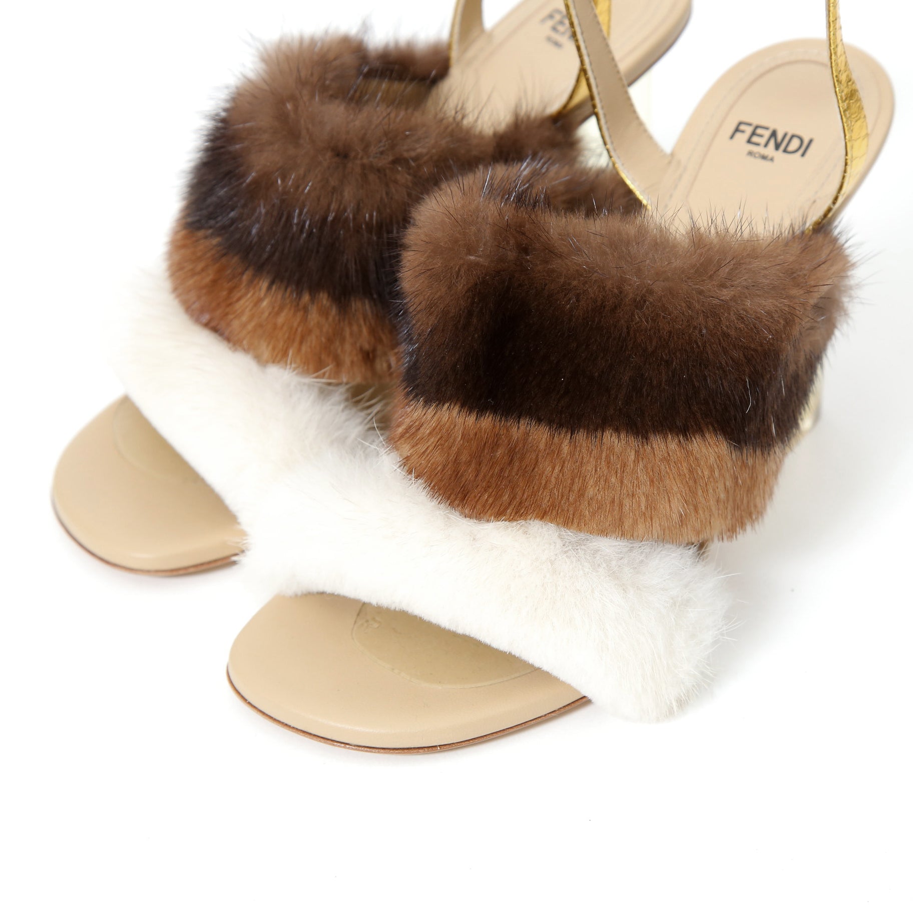 極美品 FENDI フェンディ / 定価28.7 / ハイヒール ミンク ファー サンダル / イタリア製 / size 36 / 8X8275AI11F1H00