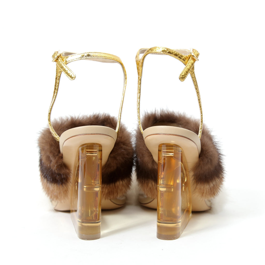 極美品 FENDI フェンディ / 定価28.7 / ハイヒール ミンク ファー サンダル / イタリア製 / size 36 / 8X8275AI11F1H00