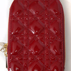 Christian Dior クリスチャンディオール / 美品 Lady Dior Call'in Dior フォンホルダー カナージュ パテントカーフスキン / ミニバッグ / CHERRY RED