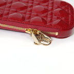 Christian Dior クリスチャンディオール / 美品 Lady Dior Call'in Dior フォンホルダー カナージュ パテントカーフスキン / ミニバッグ / CHERRY RED