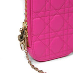 Christian Dior クリスチャンディオール / 美品 Lady Dior Call'in Dior フォンホルダー カナージュ ラムスキン / ミニバッグ / PINK ピンク