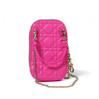 Christian Dior クリスチャンディオール / 美品 Lady Dior Call'in Dior フォンホルダー カナージュ ラムスキン / ミニバッグ / PINK ピンク