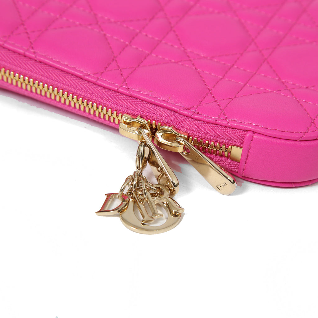 Christian Dior クリスチャンディオール / 美品 Lady Dior Call'in Dior フォンホルダー カナージュ ラムスキン / ミニバッグ / PINK ピンク