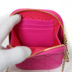 Christian Dior クリスチャンディオール / 美品 Lady Dior Call'in Dior フォンホルダー カナージュ ラムスキン / ミニバッグ / PINK ピンク