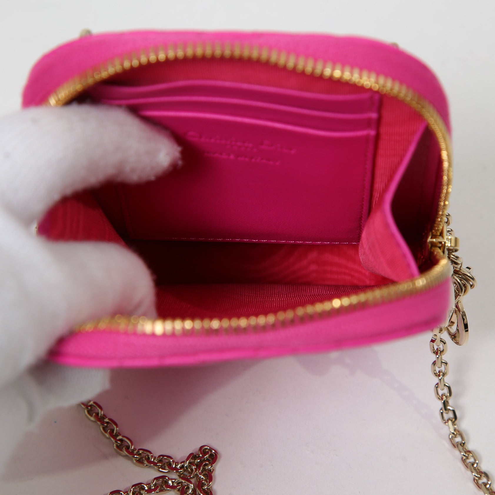 Christian Dior クリスチャンディオール / 美品 Lady Dior Call'in Dior フォンホルダー カナージュ ラムスキン / ミニバッグ / PINK ピンク