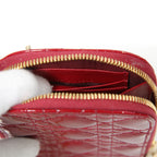 Christian Dior クリスチャンディオール / 美品 Lady Dior Call'in Dior フォンホルダー カナージュ パテントカーフスキン / ミニバッグ / CHERRY RED