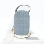 Christian Dior クリスチャンディオール / 美品 Lady Dior Call'in Dior フォンホルダー カナージュ ラムスキン / ミニバッグ / クラウドブルー