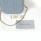 Christian Dior クリスチャンディオール / 美品 Lady Dior Call'in Dior フォンホルダー カナージュ ラムスキン / ミニバッグ / クラウドブルー