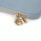 Christian Dior クリスチャンディオール / 美品 Lady Dior Call'in Dior フォンホルダー カナージュ ラムスキン / ミニバッグ / クラウドブルー