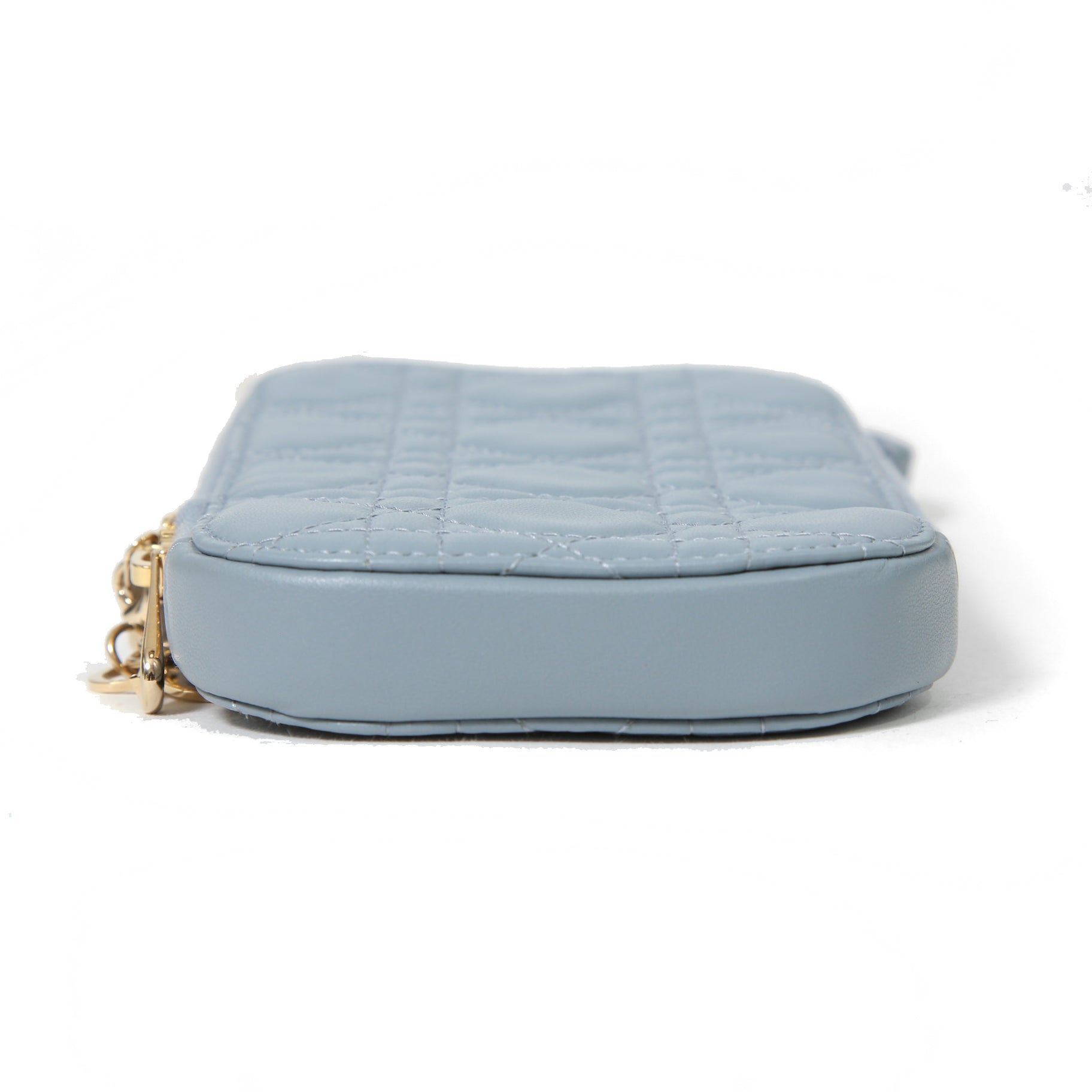 Christian Dior クリスチャンディオール / 美品 Lady Dior Call'in Dior フォンホルダー カナージュ ラムスキン / ミニバッグ / クラウドブルー