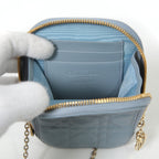 Christian Dior クリスチャンディオール / 美品 Lady Dior Call'in Dior フォンホルダー カナージュ ラムスキン / ミニバッグ / クラウドブルー