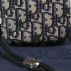Chrstian Dior クリスチャンディオール / 美品 オブリーク ジャガード カーフスキン フォンポーチ / スマホ ショルダー バッグ (BLACK)