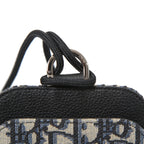 Chrstian Dior クリスチャンディオール / 美品 オブリーク ジャガード カーフスキン フォンポーチ / スマホ ショルダー バッグ (BLACK)