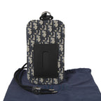 Chrstian Dior クリスチャンディオール / 美品 オブリーク ジャガード カーフスキン フォンポーチ / スマホ ショルダー バッグ (BLACK)