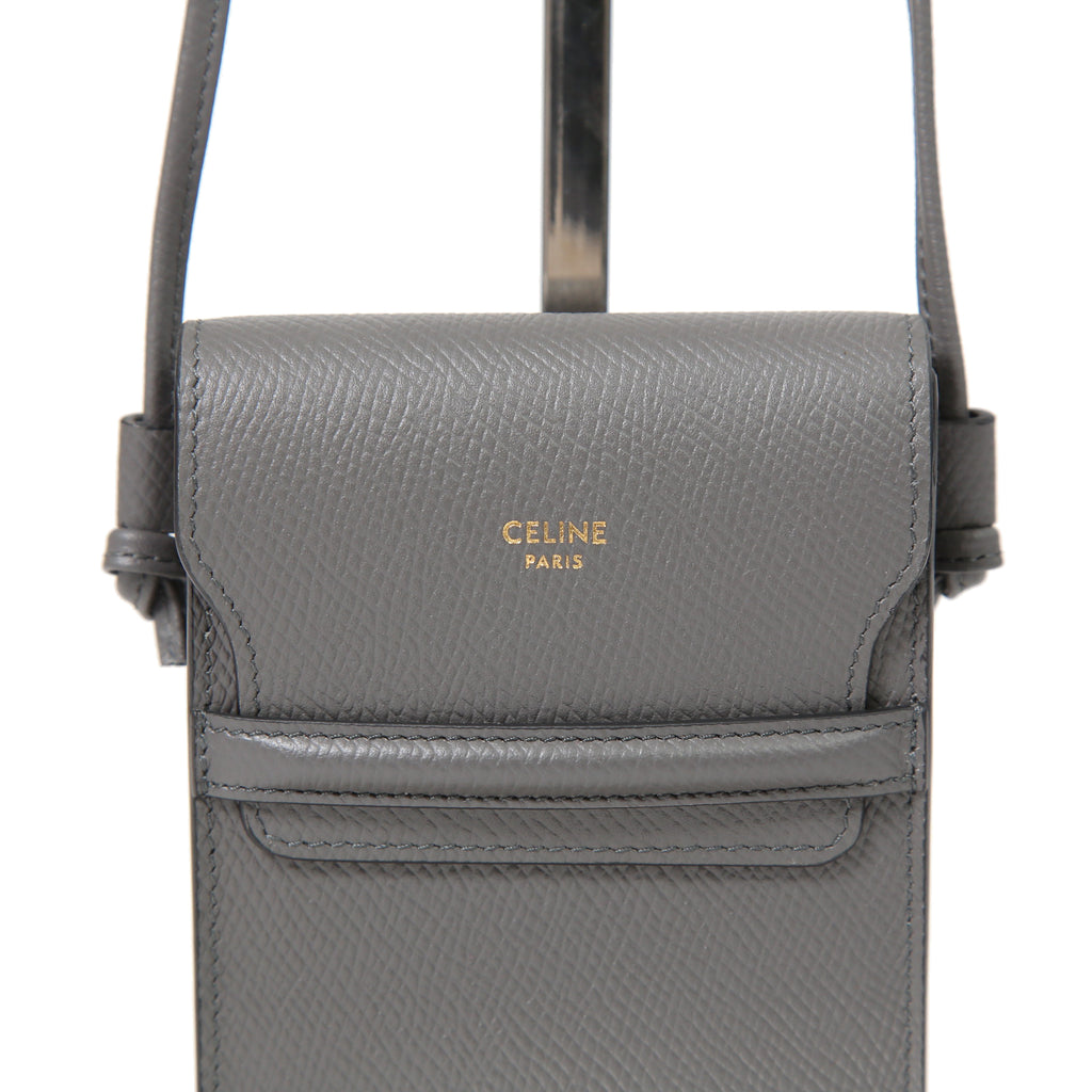 Celine セリーヌ / 美品 Phone pouch with Flap ポーチ スマホケース / カーフスキン / GRAY