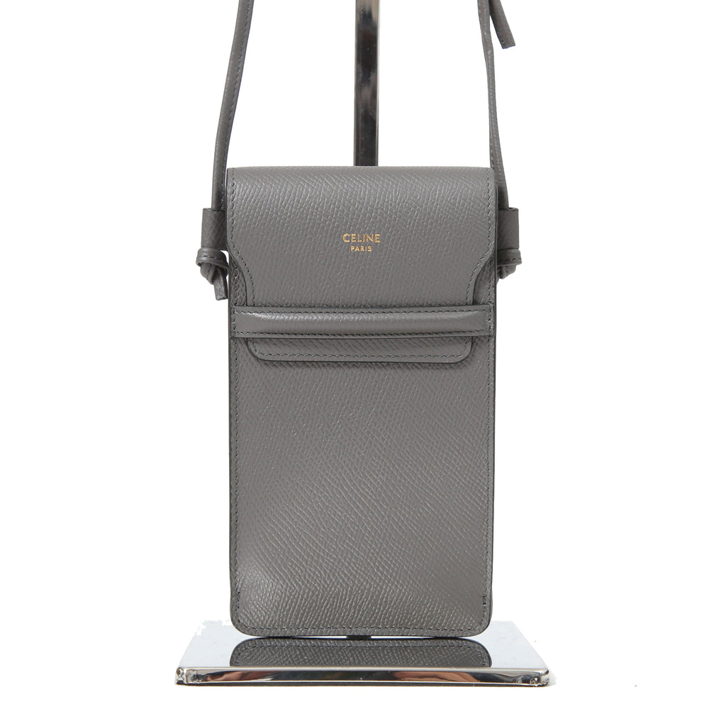 Celine セリーヌ / 美品 Phone pouch with Flap ポーチ スマホケース / カーフスキン / GRAY