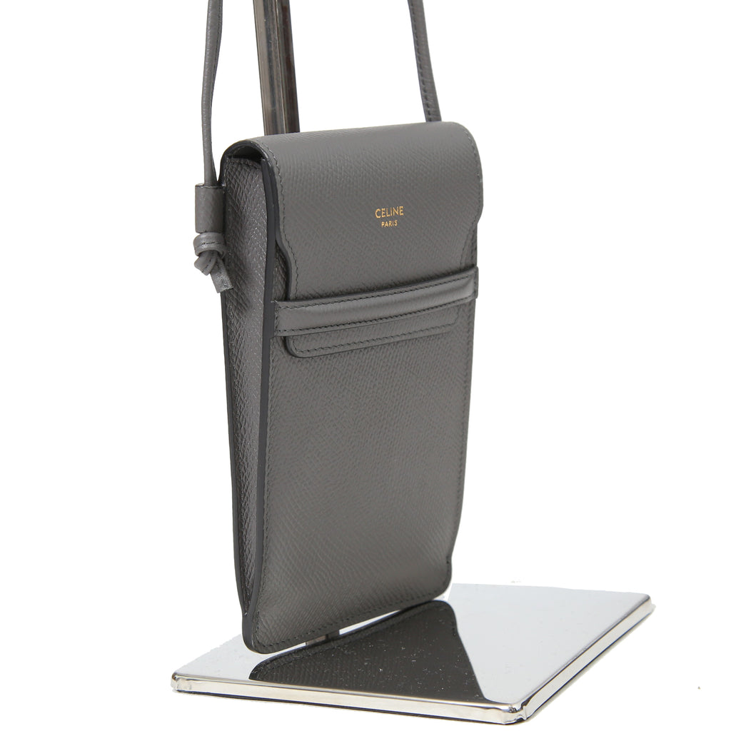 Celine セリーヌ / 美品 Phone pouch with Flap ポーチ スマホケース / カーフスキン / GRAY