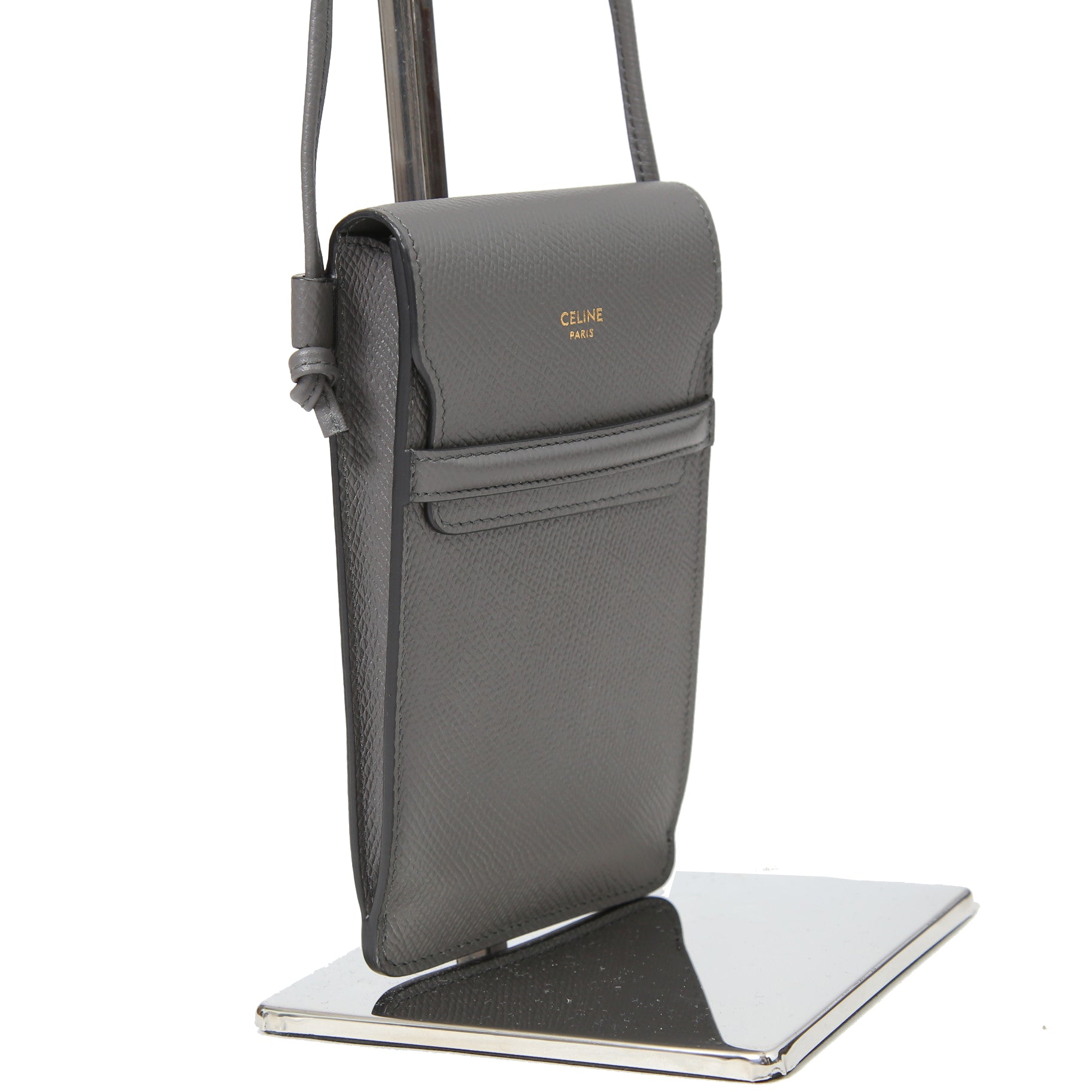 Celine セリーヌ / 美品 Phone pouch with Flap ポーチ スマホケース / カーフスキン / GRAY