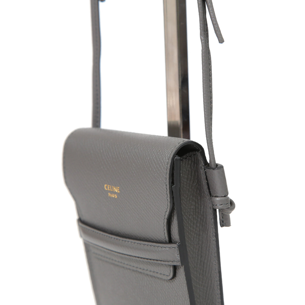 Celine セリーヌ / 美品 Phone pouch with Flap ポーチ スマホケース / カーフスキン / GRAY