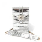 ROGER VIVIER ロジェ ヴィヴィエ/ 21SS 美品Miss Vivier Pocket in Pelle / クロコ型押し フォン ポーチ / スマホ ショルダー バッグ ケース / SILVER