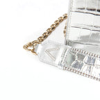 ROGER VIVIER ロジェ ヴィヴィエ/ 21SS 美品Miss Vivier Pocket in Pelle / クロコ型押し フォン ポーチ / スマホ ショルダー バッグ ケース / SILVER