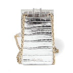 ROGER VIVIER ロジェ ヴィヴィエ/ 21SS 美品Miss Vivier Pocket in Pelle / クロコ型押し フォン ポーチ / スマホ ショルダー バッグ ケース / SILVER