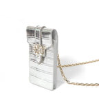 ROGER VIVIER ロジェ ヴィヴィエ/ 21SS 美品Miss Vivier Pocket in Pelle / クロコ型押し フォン ポーチ / スマホ ショルダー バッグ ケース / SILVER