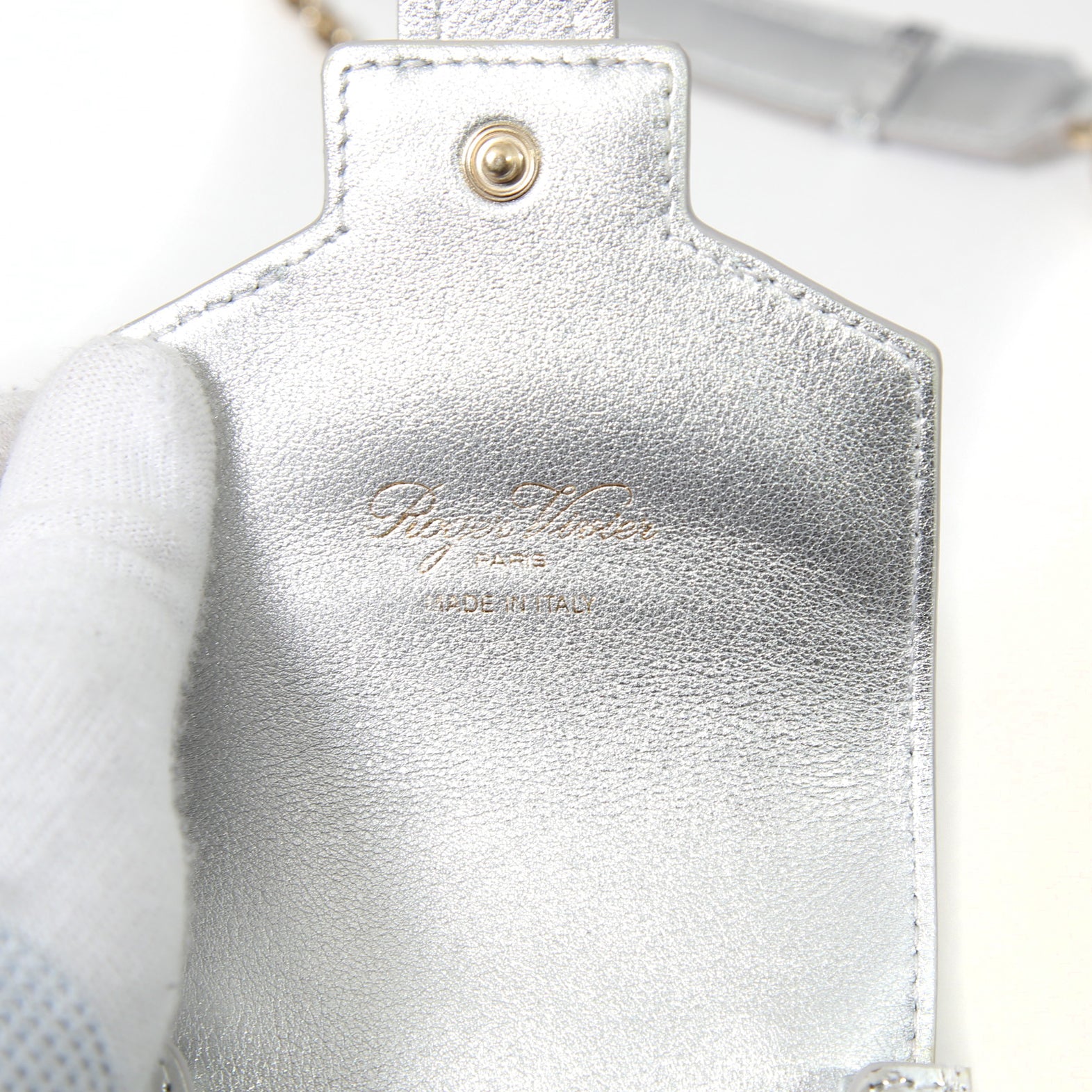 ROGER VIVIER ロジェ ヴィヴィエ/ 21SS 美品Miss Vivier Pocket in Pelle / クロコ型押し フォン ポーチ / スマホ ショルダー バッグ ケース / SILVER