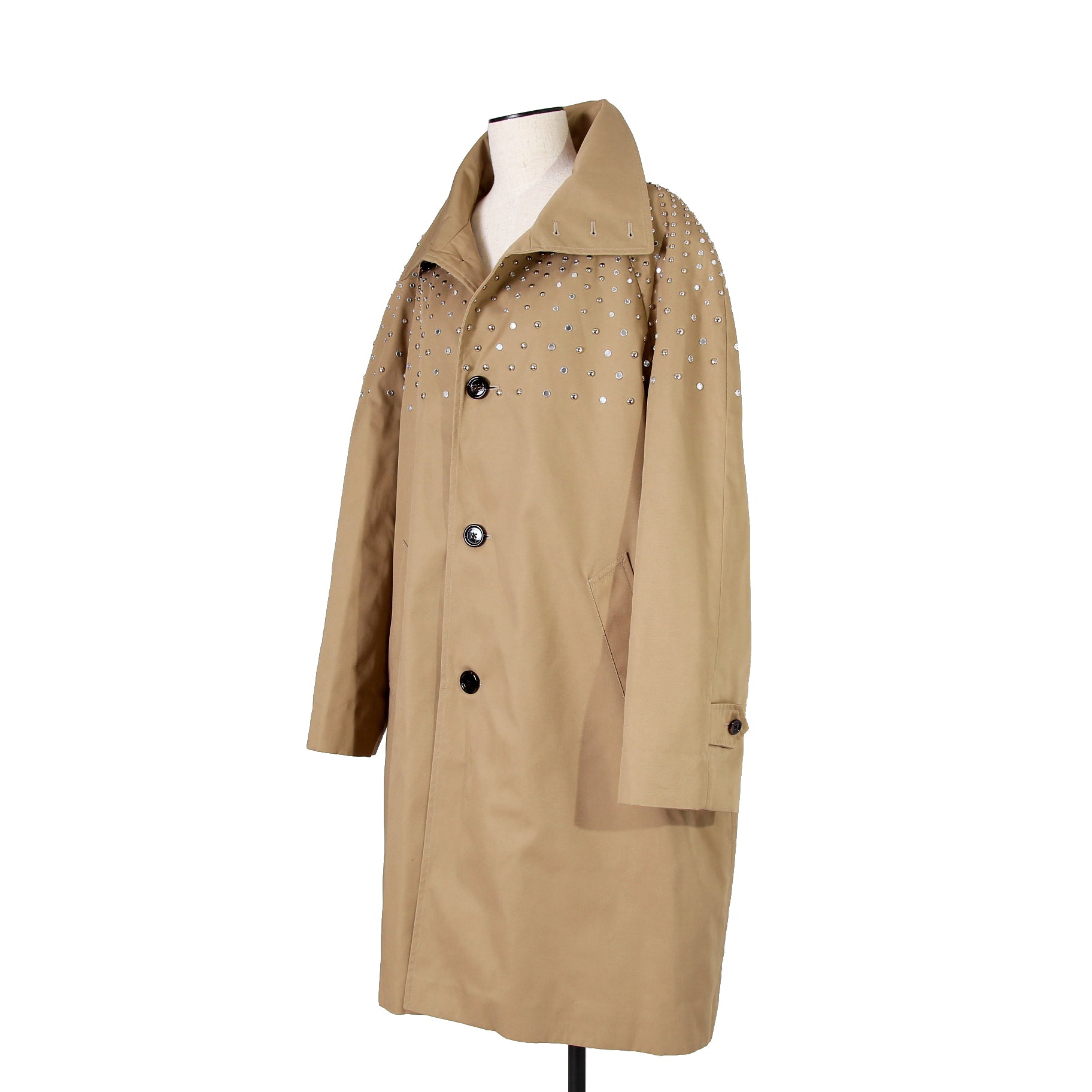 CELINE セリーヌ / 22AW 美品 エディ期 / スタッズ 中綿 スタンドカラー コート / テクニカルコットン / 2M967004N /size 44 (BEIGE)