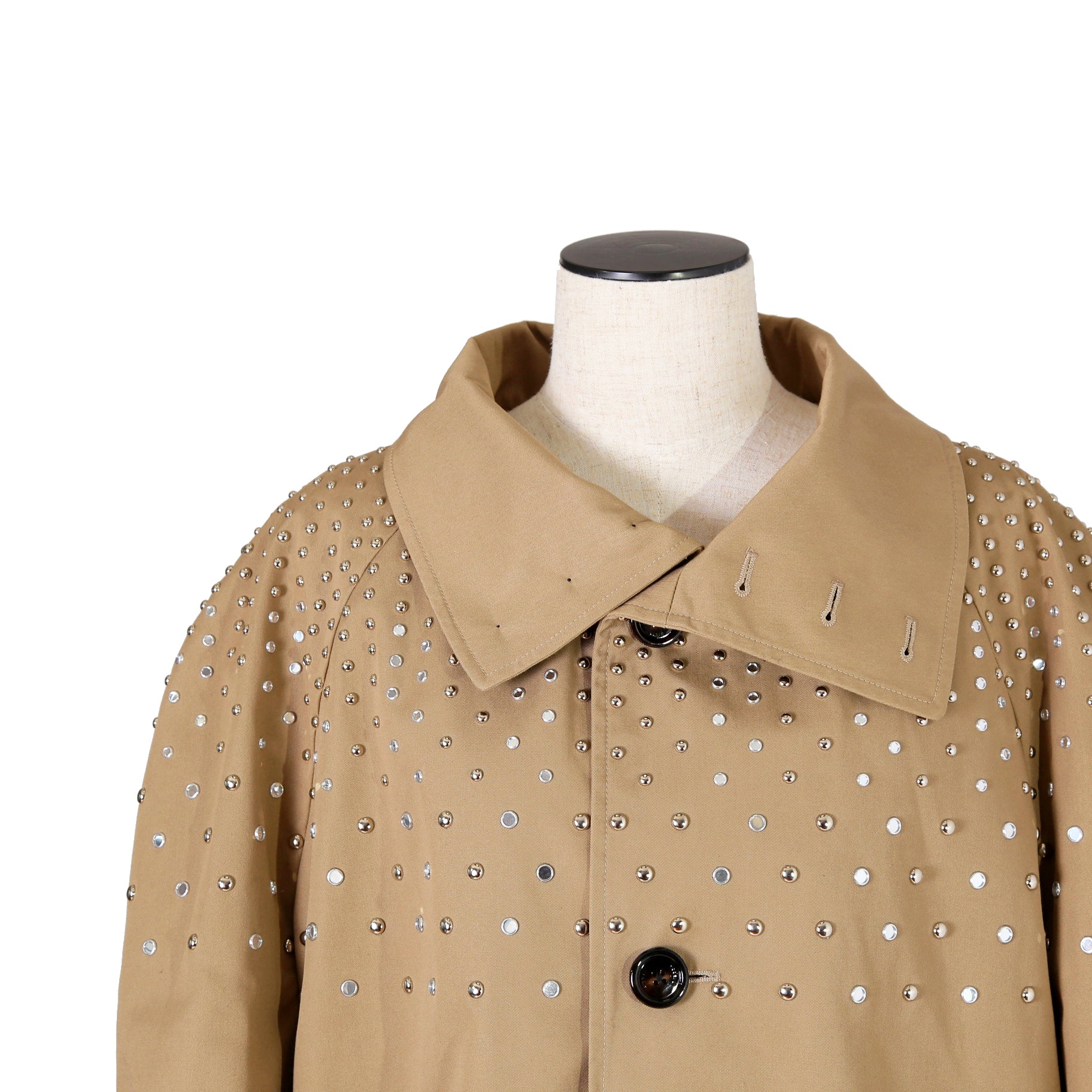 CELINE セリーヌ / 22AW 美品 エディ期 / スタッズ 中綿 スタンドカラー コート / テクニカルコットン / 2M967004N /size 44 (BEIGE)