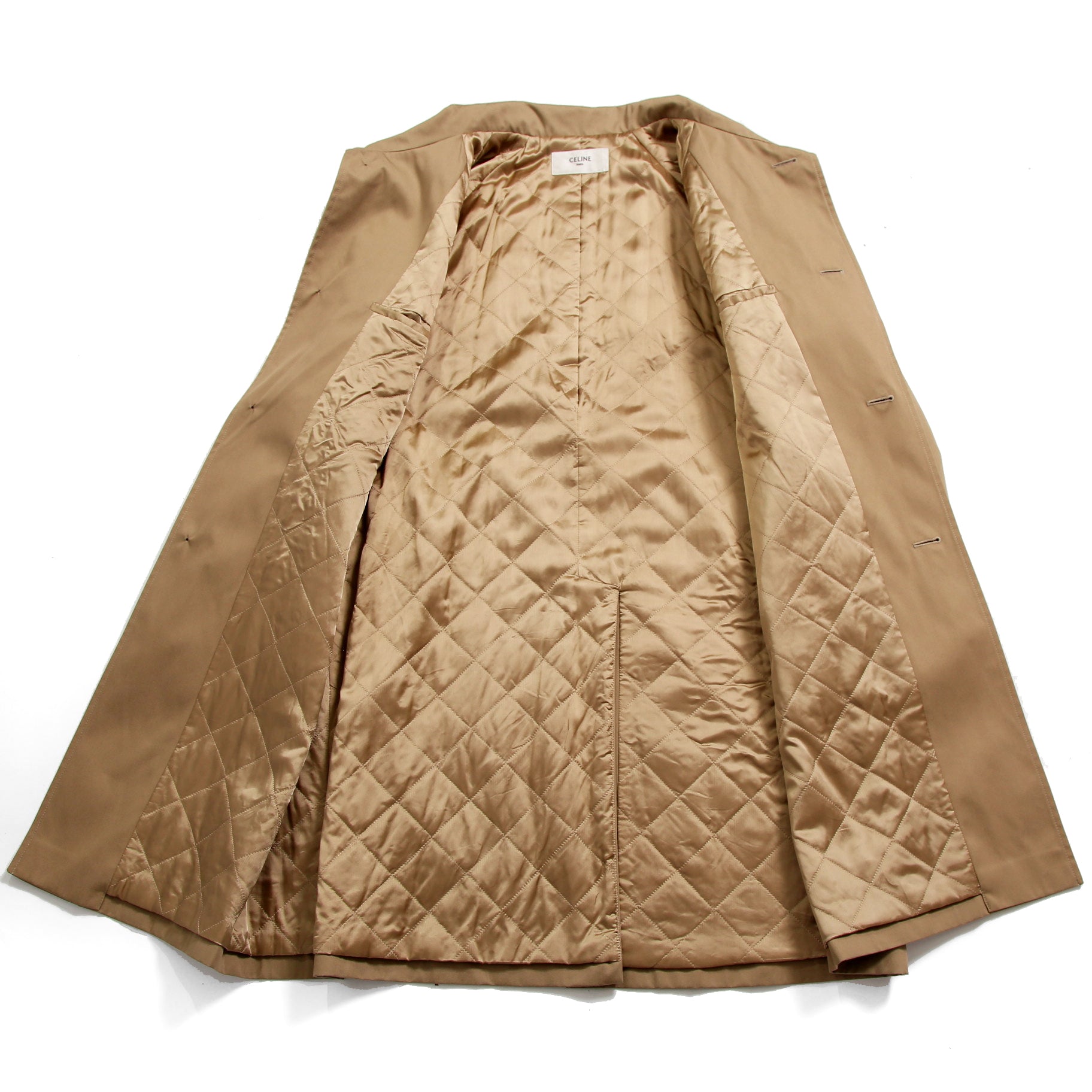 CELINE セリーヌ / 22AW 美品 エディ期 / スタッズ 中綿 スタンドカラー コート / テクニカルコットン / 2M967004N /size 44 (BEIGE)