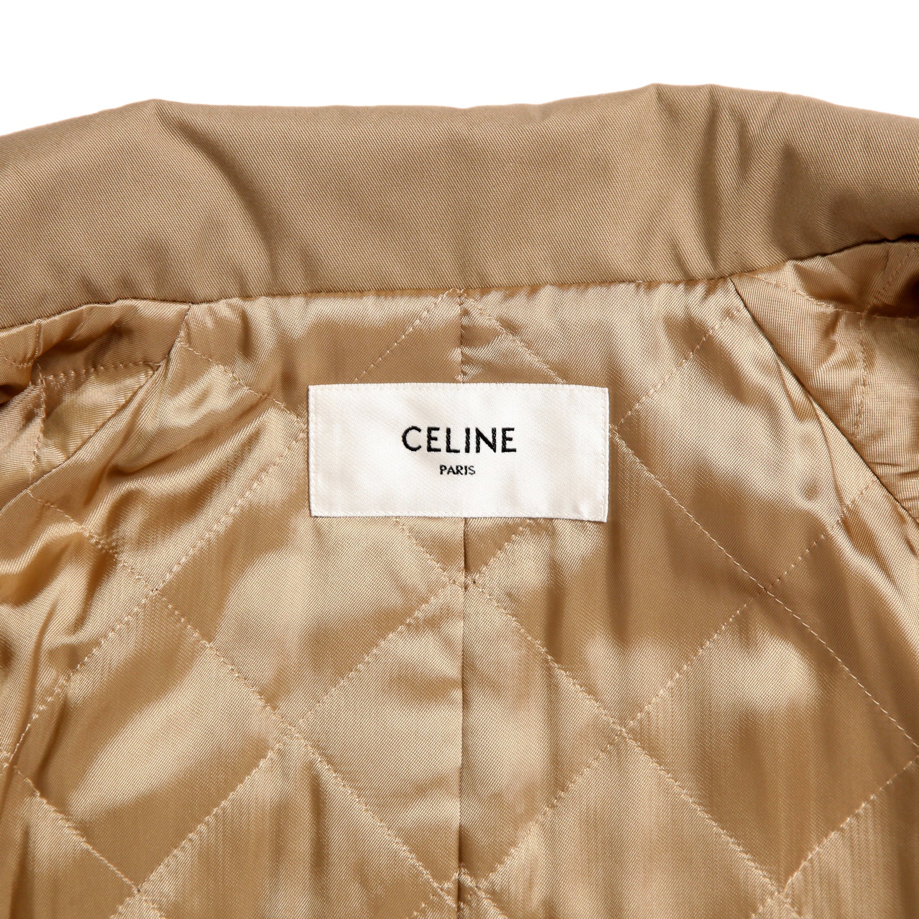 CELINE セリーヌ / 22AW 美品 エディ期 / スタッズ 中綿 スタンドカラー コート / テクニカルコットン / 2M967004N /size 44 (BEIGE)