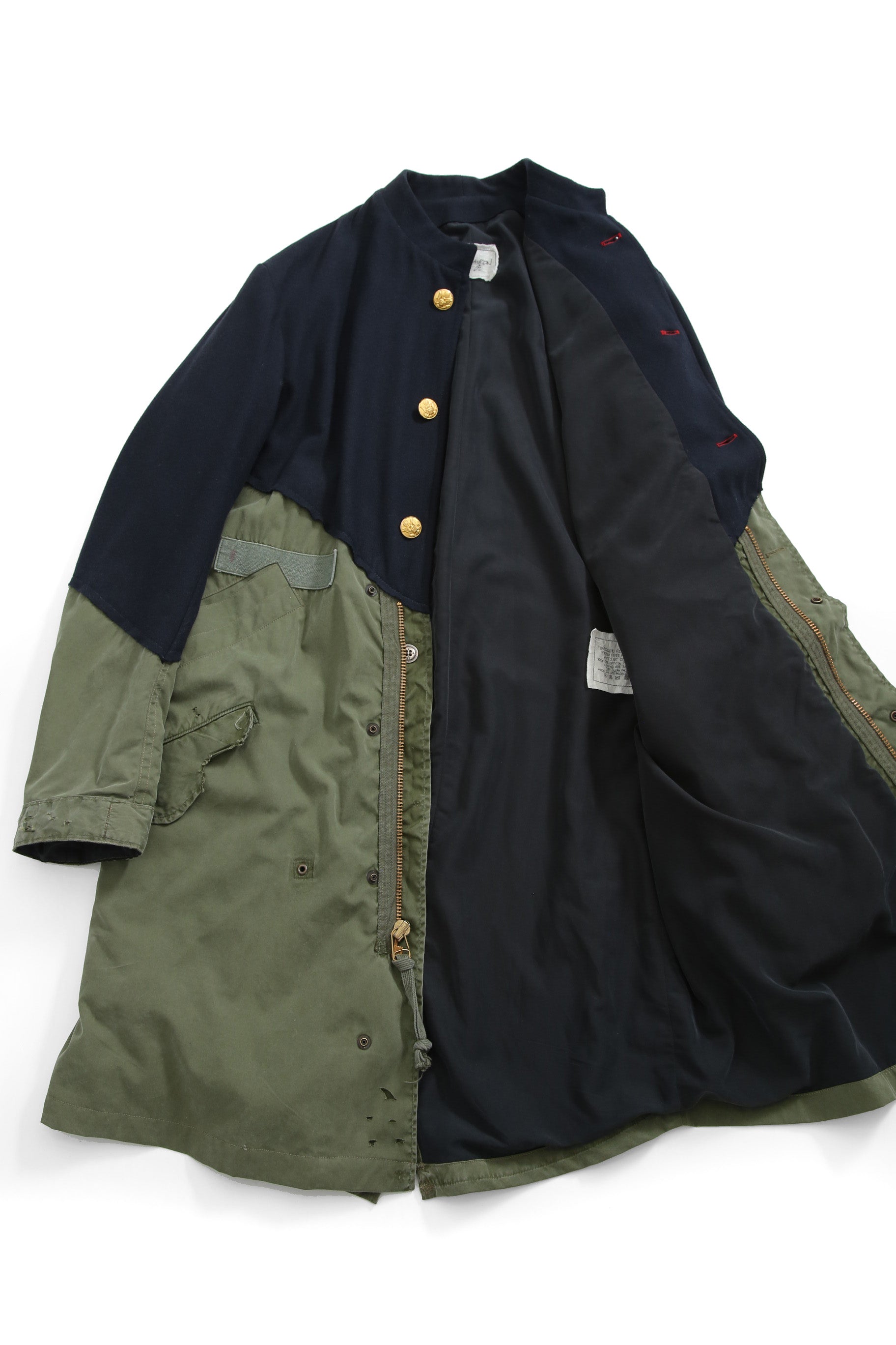 新品 GREG LAUREN グレッグローレン / 21AW OFFICER FISHTAIL PARKA 50/50 MODERN ARTEIST COAT / size 2 NAVY×KHAKI アーティスト コート