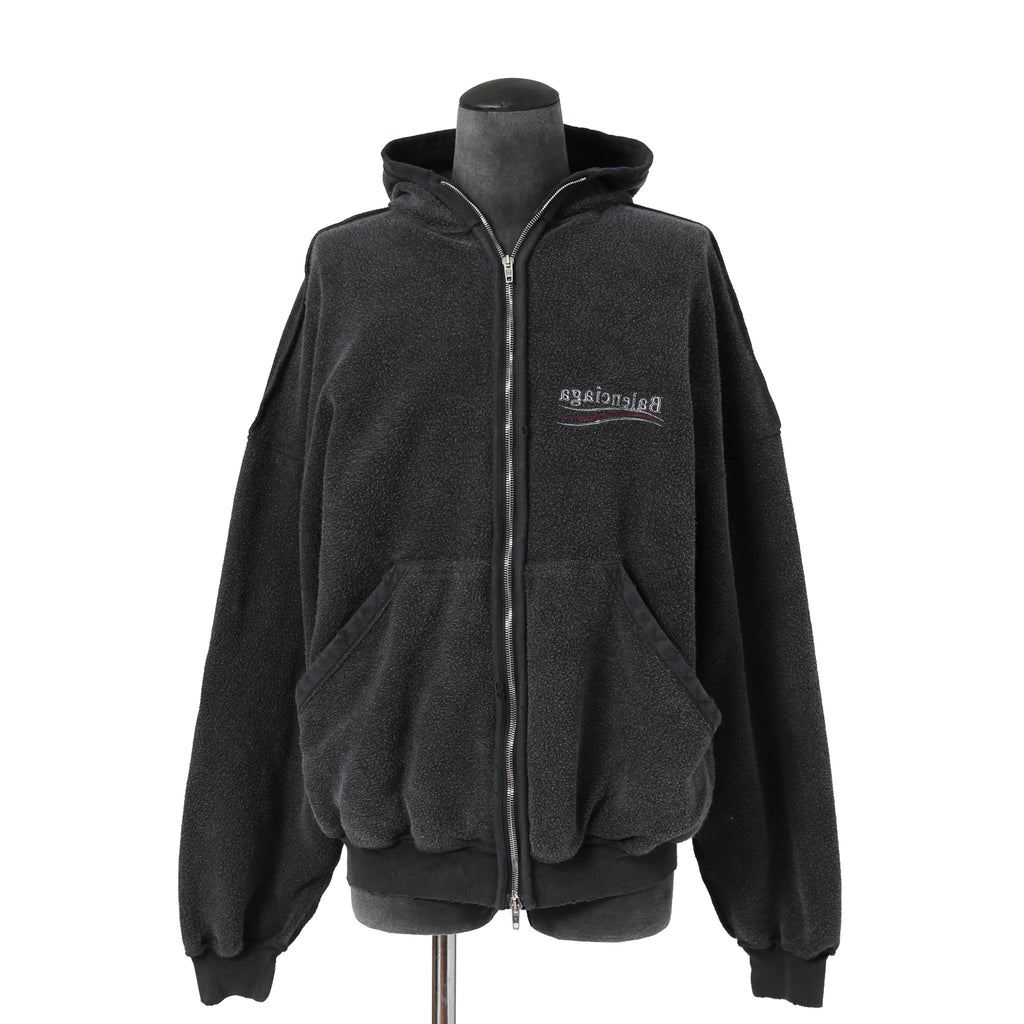 BALENCIAGA バレンシアガ / 24SS 美品 POLITICAL CAMPAIGN INSIDE-OUT ZIP-UP HOODIE / パーカー / size 2 (フェード ブラック)