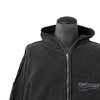 BALENCIAGA バレンシアガ / 24SS 美品 POLITICAL CAMPAIGN INSIDE-OUT ZIP-UP HOODIE / パーカー / size 2 (フェード ブラック)