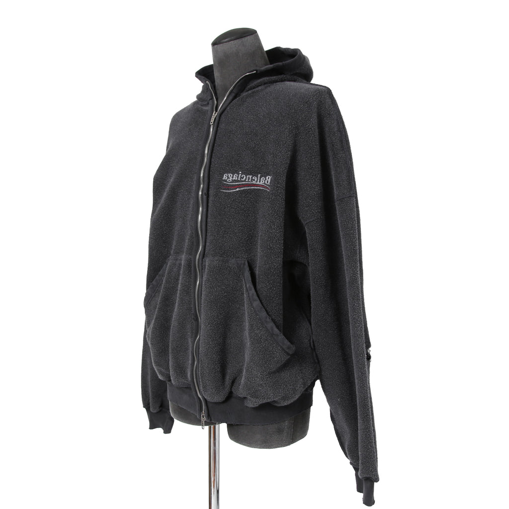 BALENCIAGA バレンシアガ / 24SS 美品 POLITICAL CAMPAIGN INSIDE-OUT ZIP-UP HOODIE / パーカー / size 2 (フェード ブラック)