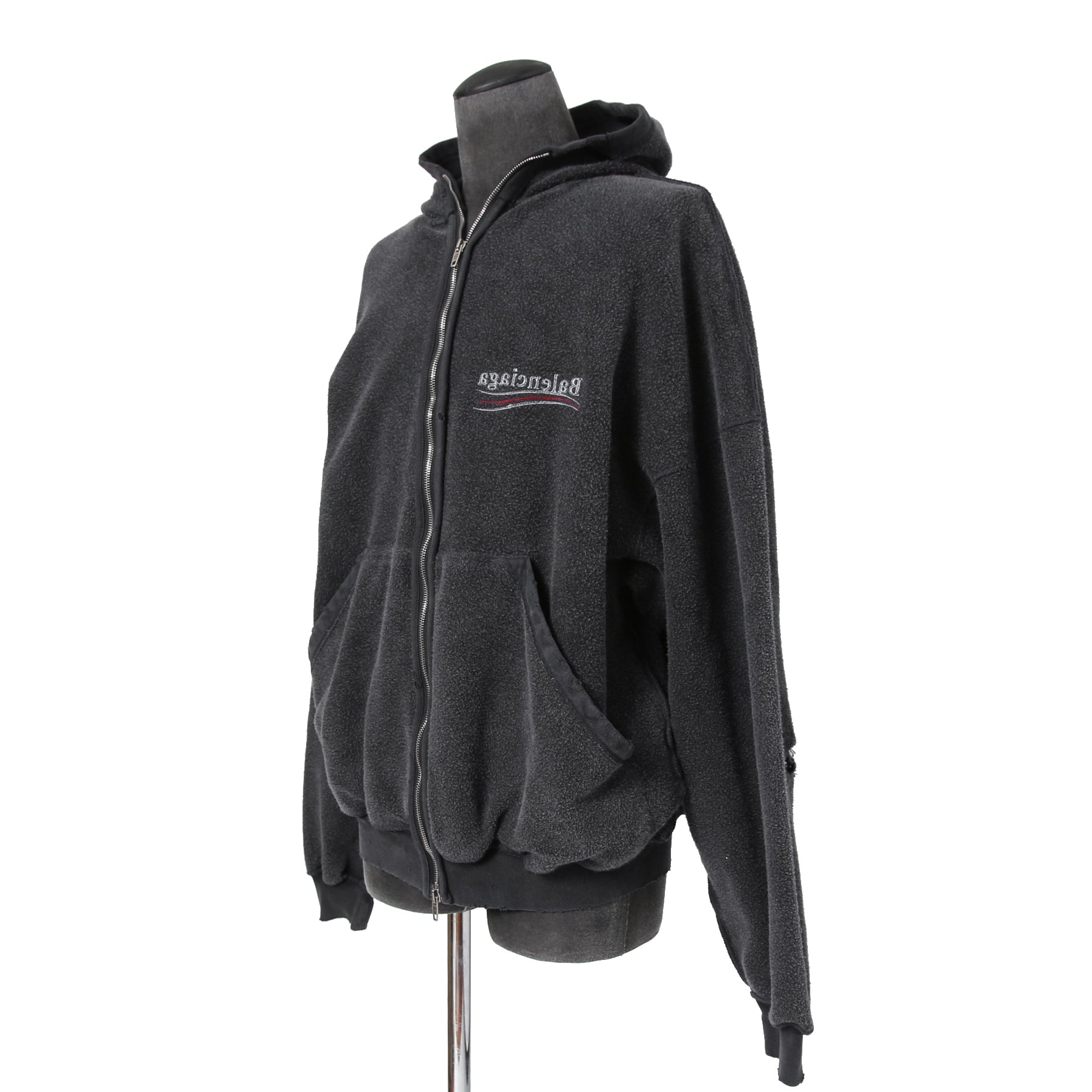 BALENCIAGA バレンシアガ / 24SS 美品 POLITICAL CAMPAIGN INSIDE-OUT ZIP-UP HOODIE / パーカー / size 2 (フェード ブラック)